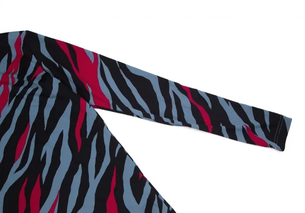 タケシコウサカバイ ワイズ ピンクレーベルTAKESHI KOSAKA by Y's Pink Label ポリストレッチゼブラハイネックトップス 水色黒2 K-103600_005