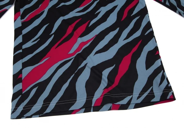 タケシコウサカバイ ワイズ ピンクレーベルTAKESHI KOSAKA by Y's Pink Label ポリストレッチゼブラハイネックトップス 水色黒2 K-103600_008