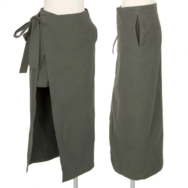 タケシコウサカバイ ワイズ ピンクレーベルTAKESHI KOSAKA by Y's Pink Label ミリタリーショートパンツラップスカート カーキ1 K-103602_001