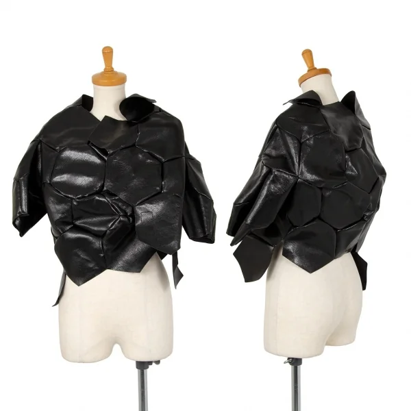 コムデギャルソンCOMME des GARCONS パイソン型押しサッカーボールデザイン切替フェイクレザージャケット 黒S K-103615_001