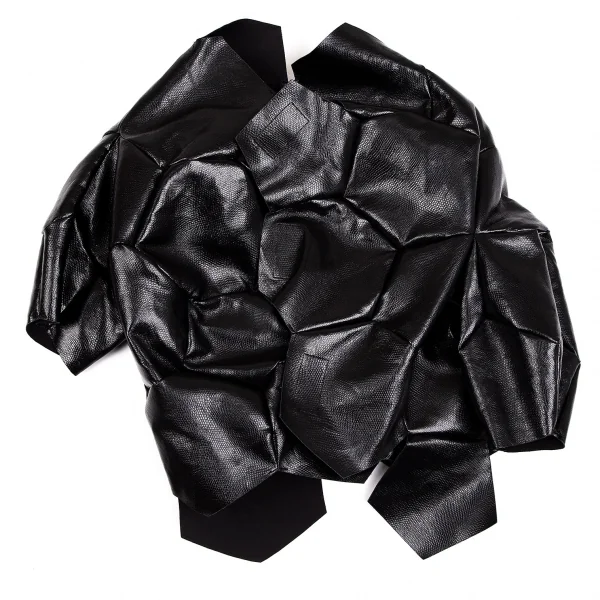 コムデギャルソンCOMME des GARCONS パイソン型押しサッカーボールデザイン切替フェイクレザージャケット 黒S K-103615_002