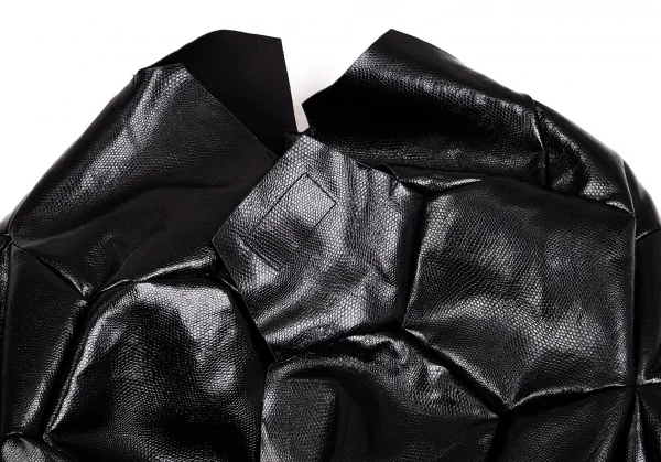 コムデギャルソンCOMME des GARCONS パイソン型押しサッカーボールデザイン切替フェイクレザージャケット 黒S K-103615_003