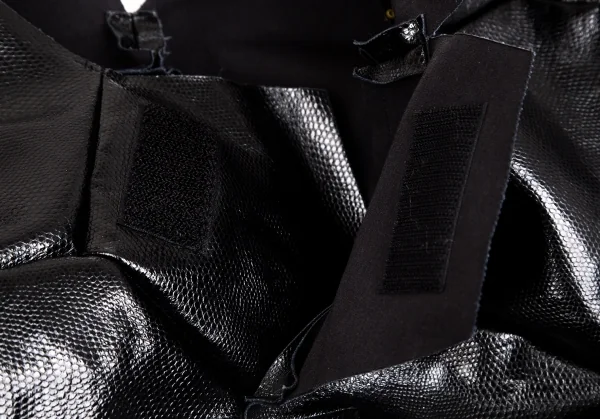 コムデギャルソンCOMME des GARCONS パイソン型押しサッカーボールデザイン切替フェイクレザージャケット 黒S K-103615_004