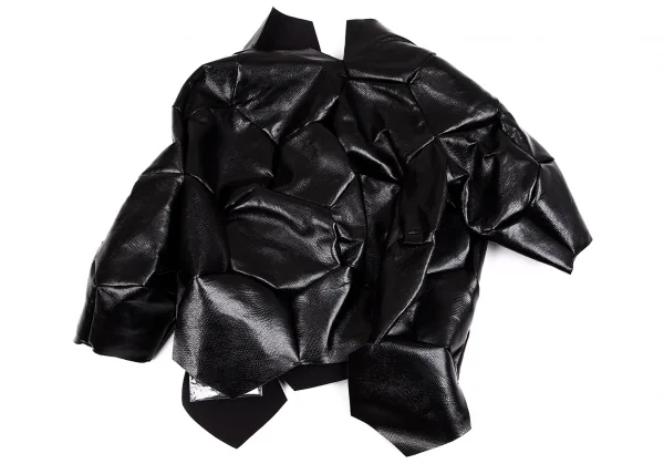 コムデギャルソンCOMME des GARCONS パイソン型押しサッカーボールデザイン切替フェイクレザージャケット 黒S K-103615_010