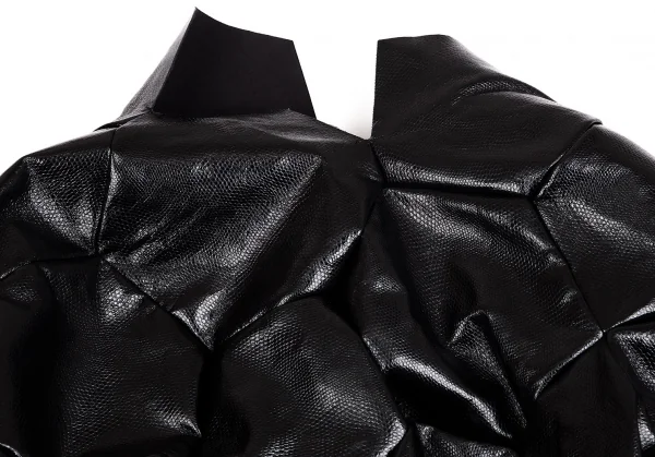 コムデギャルソンCOMME des GARCONS パイソン型押しサッカーボールデザイン切替フェイクレザージャケット 黒S K-103615_011