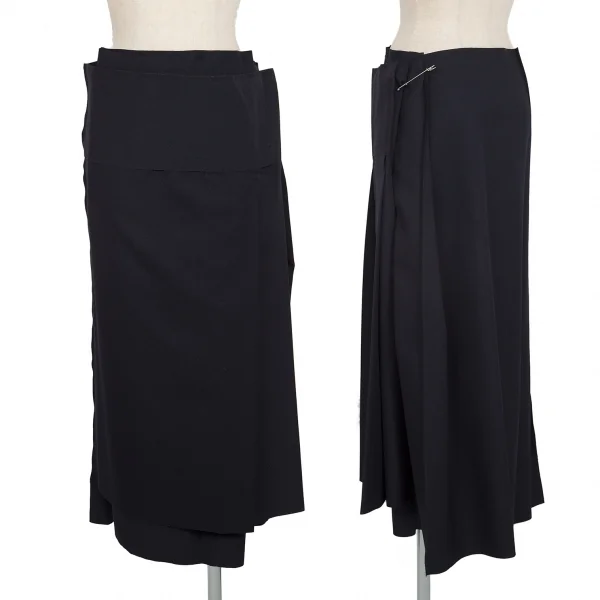 COMME des GARCONS Diamond Woven Wrap Skirt Navy M K-103624_001