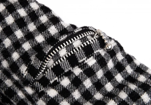 ジュンヤワタナベ コムデギャルソンJUNYA WATANABE COMME des GARCONS ウール縮絨ブロックチェックライダースジャケット 白黒S K-103631_005