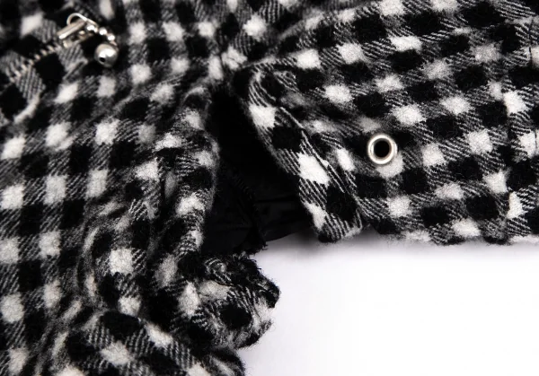 ジュンヤワタナベ コムデギャルソンJUNYA WATANABE COMME des GARCONS ウール縮絨ブロックチェックライダースジャケット 白黒S K-103631_006