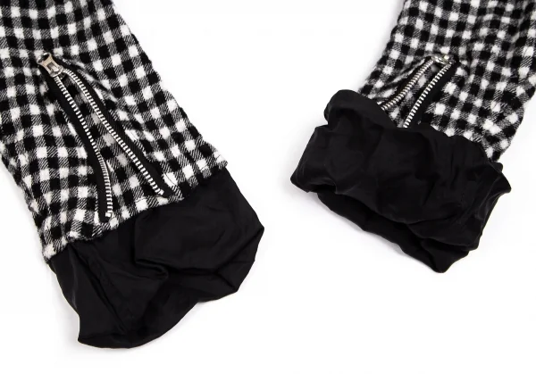 ジュンヤワタナベ コムデギャルソンJUNYA WATANABE COMME des GARCONS ウール縮絨ブロックチェックライダースジャケット 白黒S K-103631_007