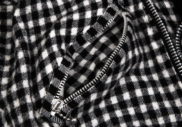 ジュンヤワタナベ コムデギャルソンJUNYA WATANABE COMME des GARCONS ウール縮絨ブロックチェックライダースジャケット 白黒S K-103631_009