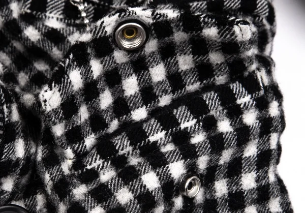 ジュンヤワタナベ コムデギャルソンJUNYA WATANABE COMME des GARCONS ウール縮絨ブロックチェックライダースジャケット 白黒S K-103631_010