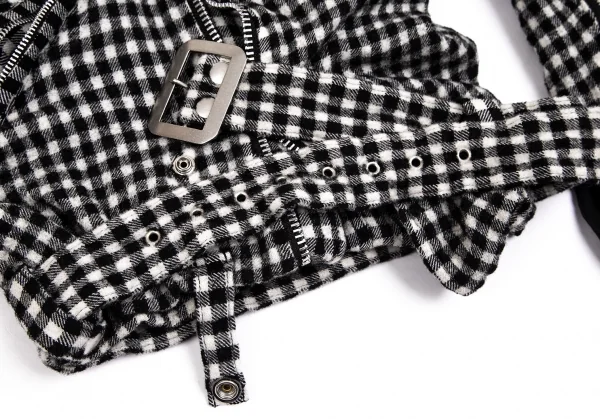 ジュンヤワタナベ コムデギャルソンJUNYA WATANABE COMME des GARCONS ウール縮絨ブロックチェックライダースジャケット 白黒S K-103631_011