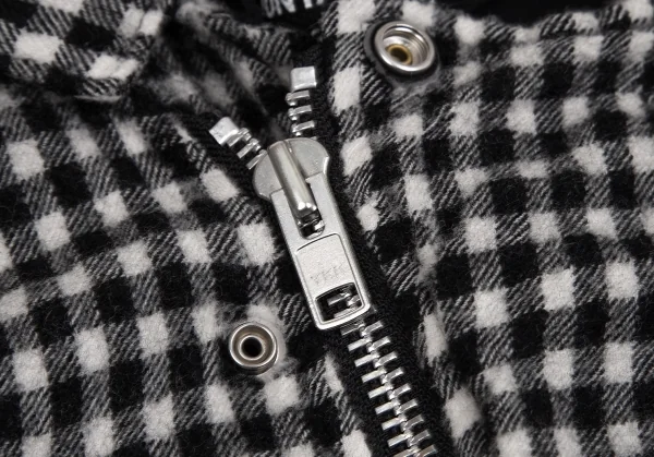 ジュンヤワタナベ コムデギャルソンJUNYA WATANABE COMME des GARCONS ウール縮絨ブロックチェックライダースジャケット 白黒S K-103631_014