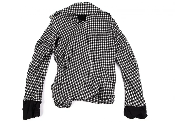 ジュンヤワタナベ コムデギャルソンJUNYA WATANABE COMME des GARCONS ウール縮絨ブロックチェックライダースジャケット 白黒S K-103631_015