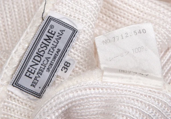 フェンディシメFENDISSIME レーヨンクルーネック半袖ニット 白38 K-103635_012