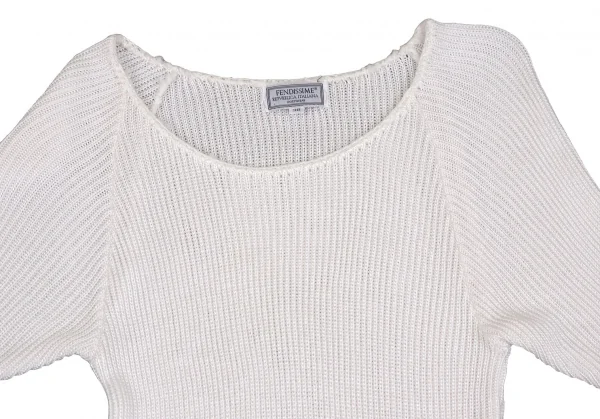 フェンディシメFENDISSIME レーヨンクルーネック半袖ニット 白38 K-103635_003
