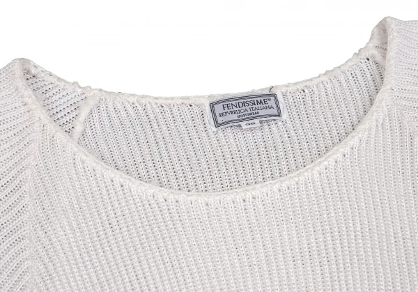 フェンディシメFENDISSIME レーヨンクルーネック半袖ニット 白38 K-103635_004