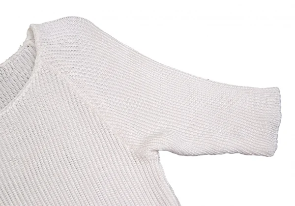 フェンディシメFENDISSIME レーヨンクルーネック半袖ニット 白38 K-103635_005