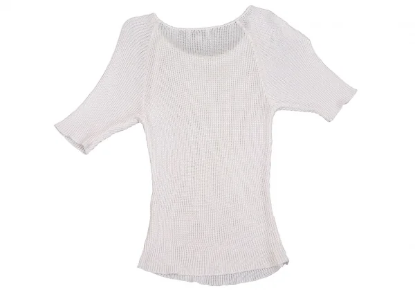 フェンディシメFENDISSIME レーヨンクルーネック半袖ニット 白38 K-103635_009