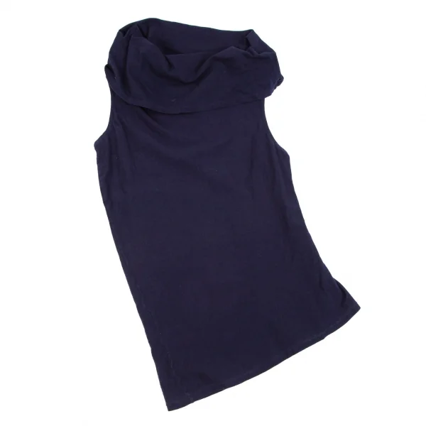 アツロウタヤマA/T アシンメトリーデザインタートルネックストレッチノースリーブ 紺M位 K-103637_002