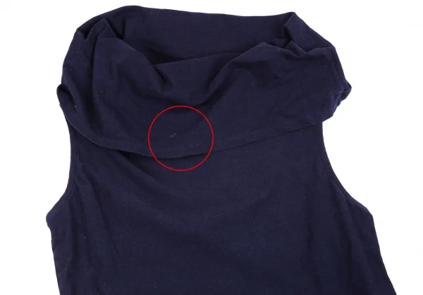 アツロウタヤマA/T アシンメトリーデザインタートルネックストレッチノースリーブ 紺M位 K-103637_003