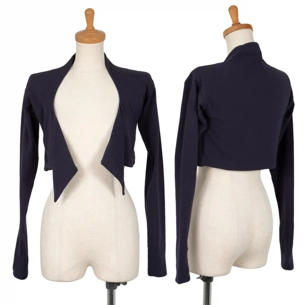 ジジリgigli コットン裾デザインボタンレスストレッチショートカーディガン 紺38(M) K-103640_001