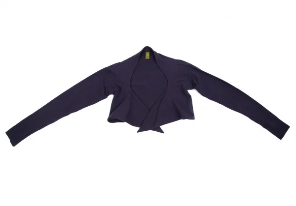 ジジリgigli コットン裾デザインボタンレスストレッチショートカーディガン 紺38(M) K-103640_002