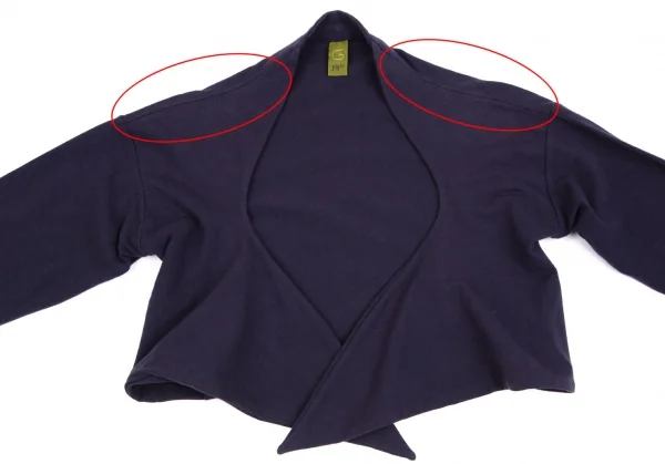 ジジリgigli コットン裾デザインボタンレスストレッチショートカーディガン 紺38(M) K-103640_003