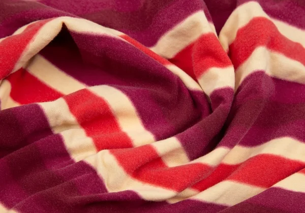 ジジリgigli Vネック前スリットストライプストレッチ半袖カットソー 紫クリーム赤38 K-103645_012