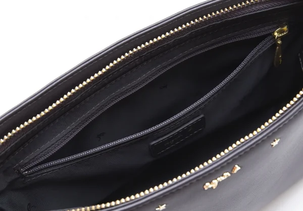 アニエスベーagnes b.VOYAGE スタースタッズレザーショルダーバッグ チャコール K-103664_014