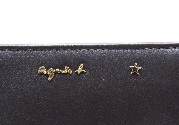 アニエスベーagnes b.VOYAGE スタースタッズレザーショルダーバッグ チャコール K-103664_003
