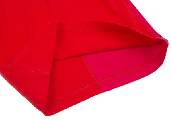 イッセイミヤケISSEY MIYAKE パッチワークハーフジップストレッチポロシャツ 黒赤ピンクM位 K-103686_010