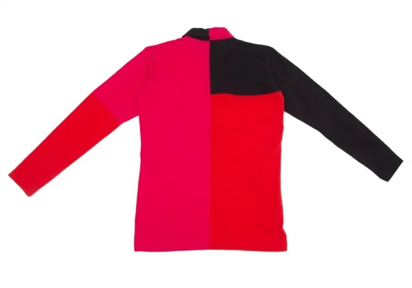 イッセイミヤケISSEY MIYAKE パッチワークハーフジップストレッチポロシャツ 黒赤ピンクM位 K-103686_011