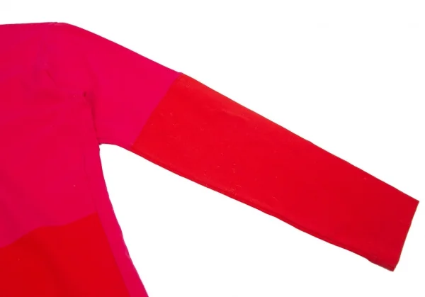 イッセイミヤケISSEY MIYAKE パッチワークハーフジップストレッチポロシャツ 黒赤ピンクM位 K-103686_006