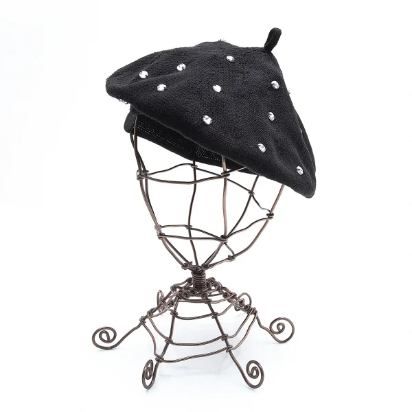 ソニアリキエ×エイチアンドエムSONIA RYKIEL×H&M ビジュー装飾ニットベレー帽 黒 K-103693_001