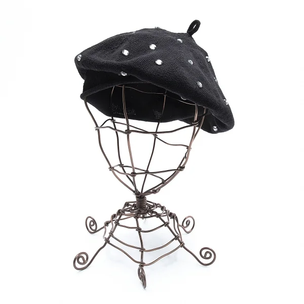 ソニアリキエ×エイチアンドエムSONIA RYKIEL×H&M ビジュー装飾ニットベレー帽 黒 K-103693_002