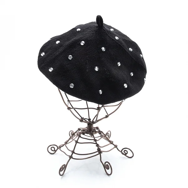 ソニアリキエ×エイチアンドエムSONIA RYKIEL×H&M ビジュー装飾ニットベレー帽 黒 K-103693_003