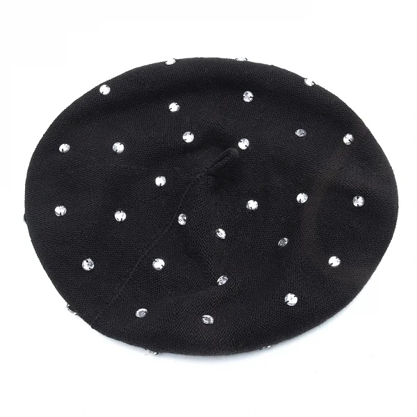 ソニアリキエ×エイチアンドエムSONIA RYKIEL×H&M ビジュー装飾ニットベレー帽 黒 K-103693_005