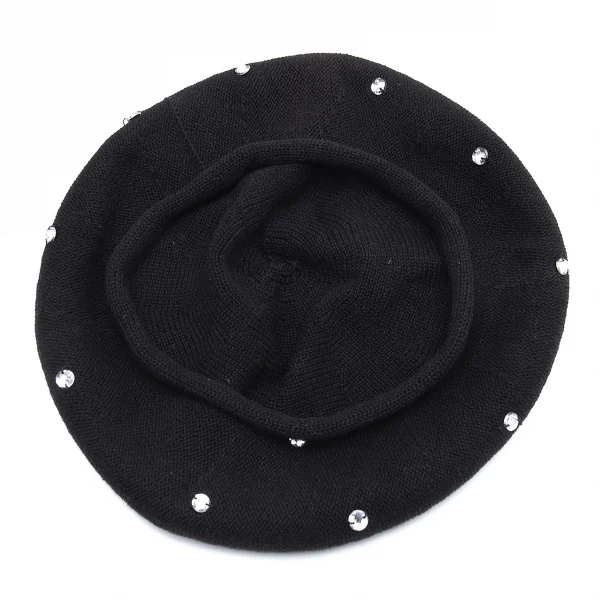 ソニアリキエ×エイチアンドエムSONIA RYKIEL×H&M ビジュー装飾ニットベレー帽 黒 K-103693_008