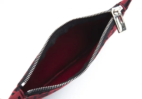 フェンディFENDI ポーチ付きズッカ柄トートバッグ 赤黒 K-103701_012