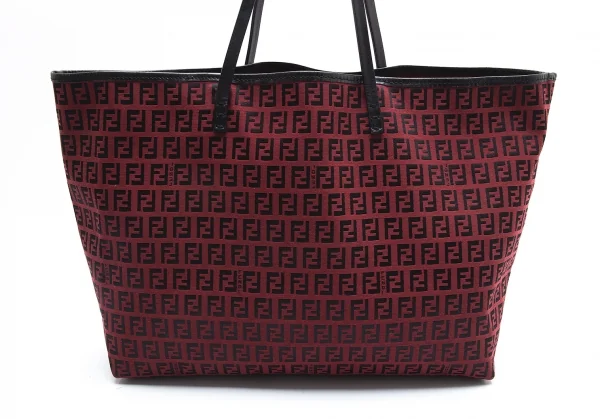 フェンディFENDI ポーチ付きズッカ柄トートバッグ 赤黒 K-103701_002