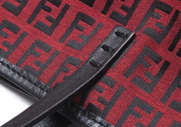 フェンディFENDI ポーチ付きズッカ柄トートバッグ 赤黒 K-103701_008