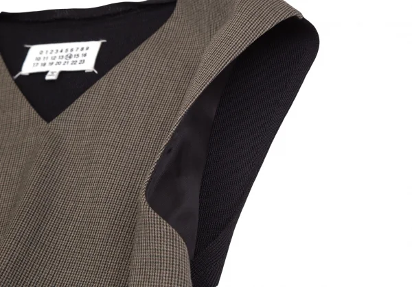 マルタンマルジェラMartin Margiela 14 パピートゥース切替ニットベスト 茶黒48 K-103720_004