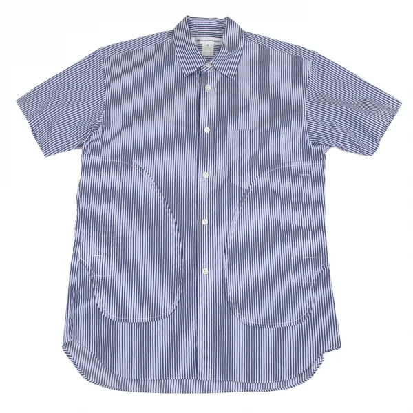 COMME des GARCONS SHIRT Stripe Short Sleeve Shirt Blue XS K-103726_001