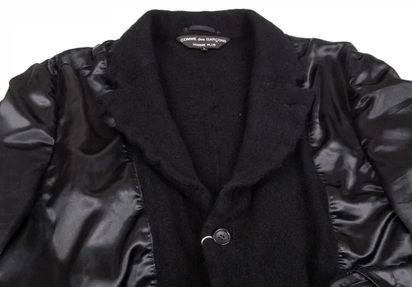 新品!コムデギャルソン オムプリュスCOMME des GARCONS HOMME PLUS ウールナイロンインサイドアウトアシンメトリージャケット 黒L K-103756_002