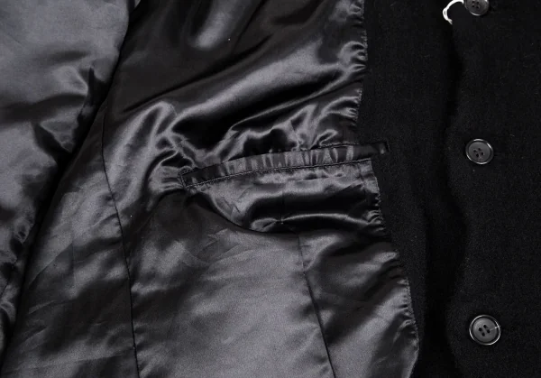 新品!コムデギャルソン オムプリュスCOMME des GARCONS HOMME PLUS ウールナイロンインサイドアウトアシンメトリージャケット 黒L K-103756_008