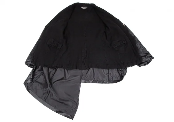 新品!コムデギャルソン オムプリュスCOMME des GARCONS HOMME PLUS ウールナイロンインサイドアウトアシンメトリージャケット 黒L K-103756_010
