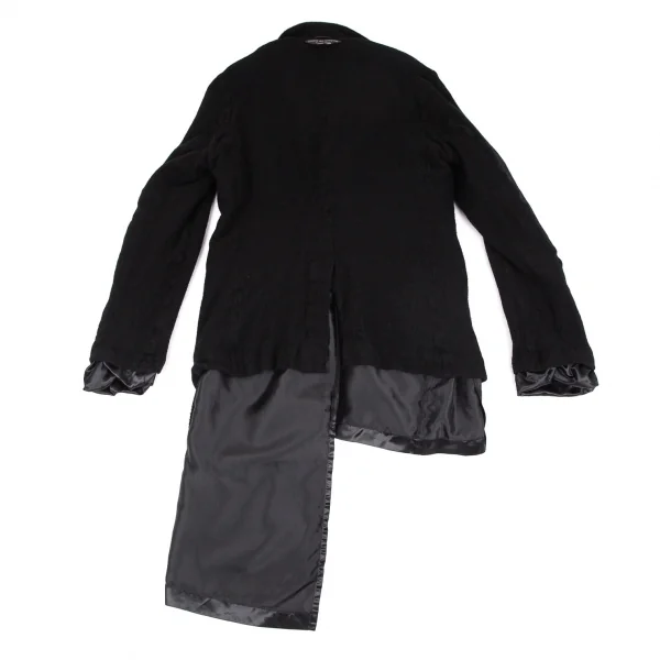 新品!コムデギャルソン オムプリュスCOMME des GARCONS HOMME PLUS ウールナイロンインサイドアウトアシンメトリージャケット 黒L K-103756_012