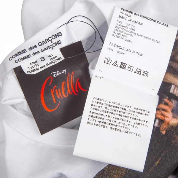 新品!コムコム コムデギャルソンCOMME des GARCONS クルエラフォトプリントTシャツ 白S K-103764_011