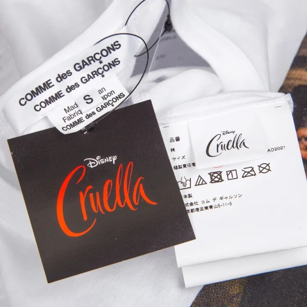 新品!コムコム コムデギャルソンCOMME des GARCONS クルエラフォトプリントTシャツ 白S K-103764_012